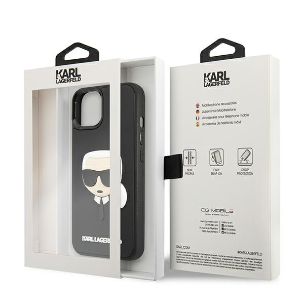 Karl Lagerfeld KLHCP13SKH3DBK iPhone 13 mini 5,4" schwarz / schwarzes Hardcase 3D Rubber Karl`s Head
